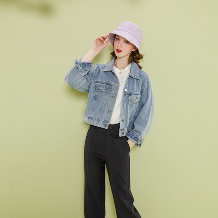 zk lin春秋冬牛仔外套高腰短款设计感小个子上衣服2025新款潮ins