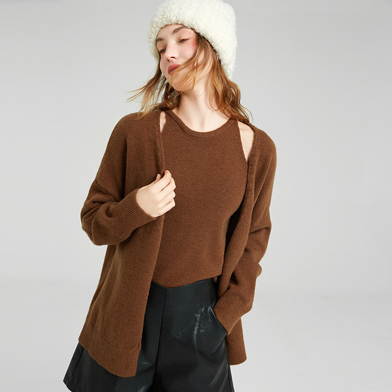 吊带针织开衫两件套毛衣女2025春秋新款高级感超好看的美拉德穿搭