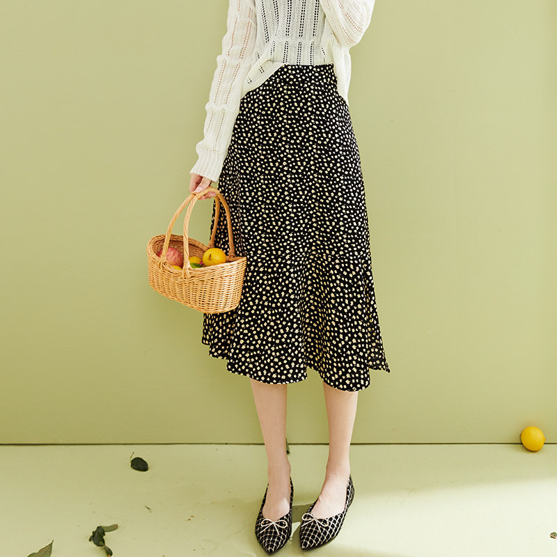 印花碎花大摆a字半身裙子女2023春秋夏新款小个子显瘦垂感遮胯