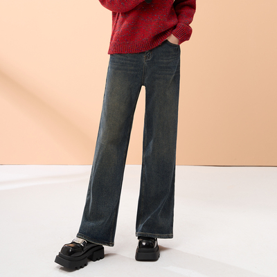 宽松高腰显瘦阔腿裤过冬保暖穿搭