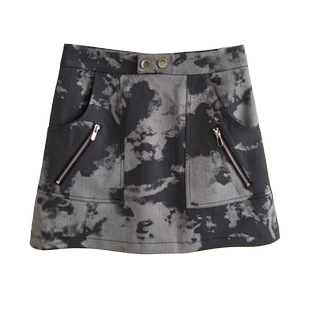 黑色晕染收腰显瘦短裙2025夏季新款时尚洋气今年流行爆款半身裙子