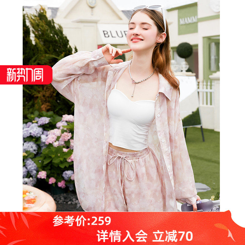 zklin休闲时尚防晒衣服两件套装女衬衫外套短裤穿搭一整套小个子