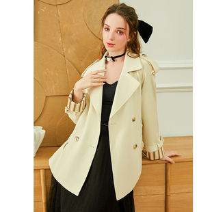 zklin高级感短款风衣外套女2025春秋新款法式休闲中长款小个子