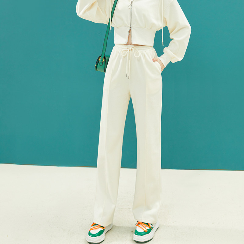 韩版休闲运动裤女宽松小个子显瘦显高垂感直筒阔腿裤2025春秋新款