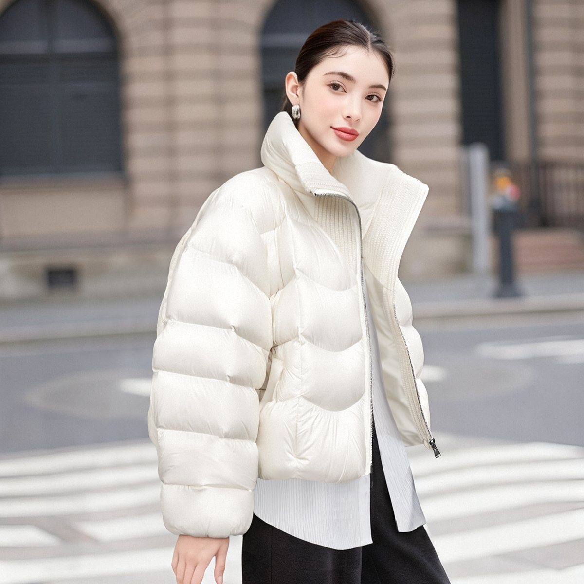 高充绒量龟背泡芙廓形羽绒服