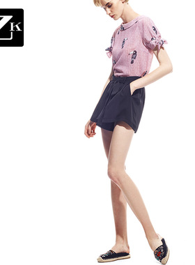 zk lin女2025新款夏高腰修身百搭短裤绑带黑色休闲裤阔腿简约短裤