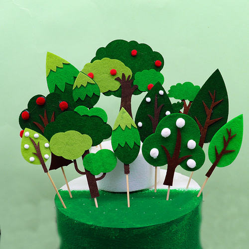 创意无纺布小树生日蛋糕装饰