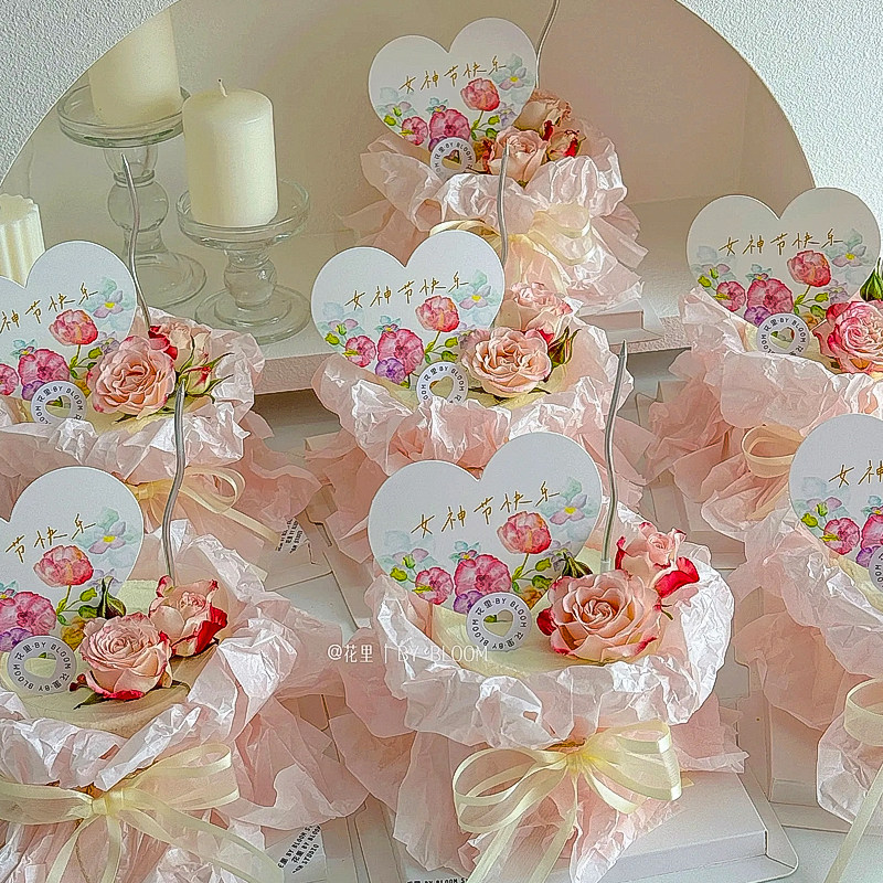 网红38妇女节蛋糕雪梨纸花束玫瑰装扮女神节卡片插牌三八装饰,节庆用品/礼品,蛋糕/烘焙装饰用品,淘宝优惠券,粉丝福利购,淘宝优惠卷