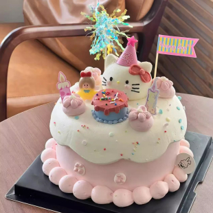 美乐蒂凯蒂猫kt猫卡通成品摆件生日蛋糕装 饰可爱小女孩派对节日