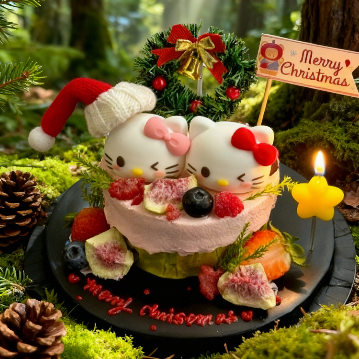 网红圣诞节主题氛围感kt猫凯蒂猫巴斯克蛋糕装饰小旗插件包装盒,节庆用品/礼品,蛋糕/烘焙装饰用品,淘宝优惠券,粉丝福利购,淘宝优惠卷