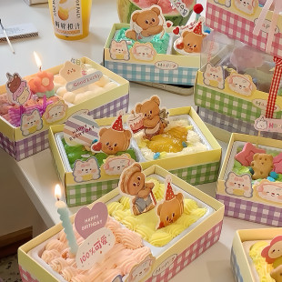 饰黄油插件 2宫格2粒盒子打包盒格子盒蛋糕装 徐小包同款 六一春游季