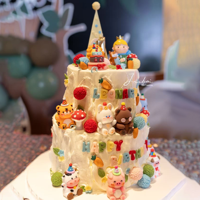 森系动物小王子儿童生日蛋糕装饰
