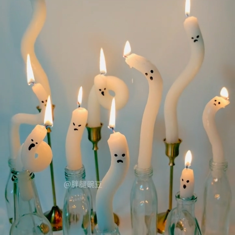 万圣节烘焙店氛围感diy自制幽灵蜡烛法式纯色照明铅笔蜡烛氛围感,节庆用品/礼品,蛋糕/烘焙装饰用品,淘宝优惠券,粉丝福利购,淘宝优惠卷