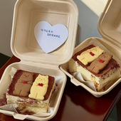 提拉米苏4寸小蛋糕油纸饼干甜品蛋糕装 饰爱心卡片可可粉打包盒