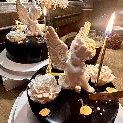 七夕情人节复古欧式天使丘比特DIY镜子相框模具蜡烛插件生日蛋糕