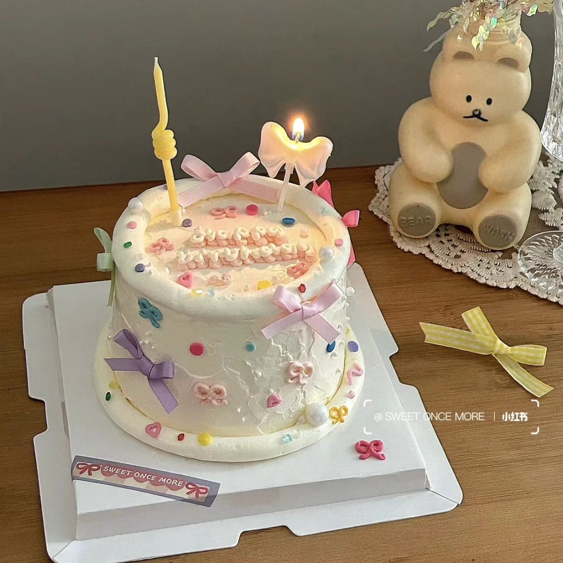 ins韩系丝带蝴蝶结生日蛋糕装饰蝴蝶结蛋糕配件生日蜡烛成品丝带,节庆用品/礼品,蛋糕/烘焙装饰用品,淘宝优惠券,粉丝福利购,淘宝优惠卷