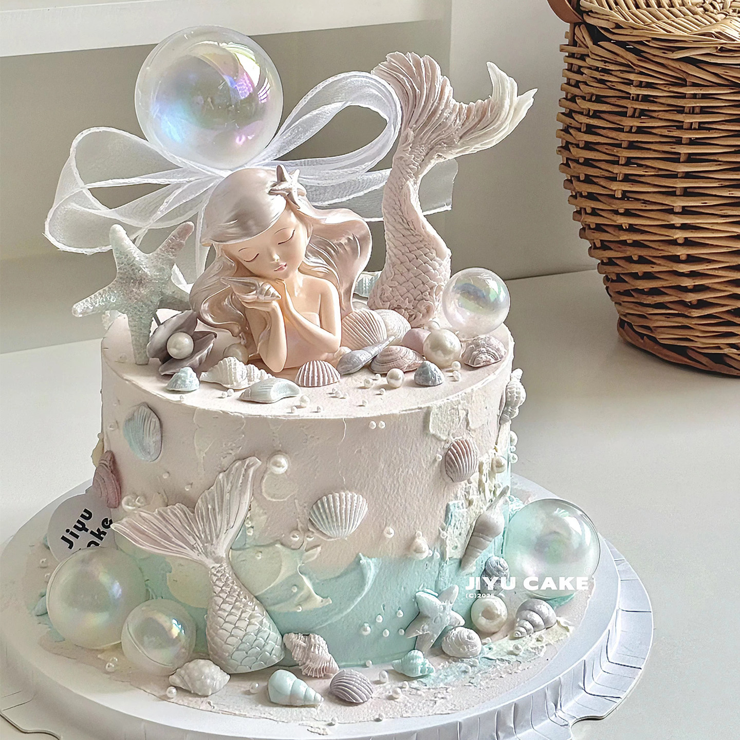 氛围感海洋公主人鱼蛋糕装饰梦幻