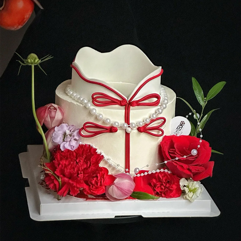 5.11母亲节妈妈复古中式DIY红色旗袍蛋糕装饰珍珠串盘扣蔷薇玫瑰,节庆用品/礼品,蛋糕/烘焙装饰用品,淘宝优惠券,粉丝福利购,淘宝优惠卷