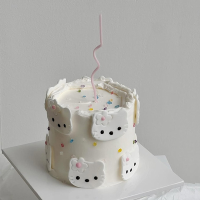 ins可爱卡通kt猫甜品生日蛋糕装饰凯蒂猫表情切模DIY材料曲线蜡烛