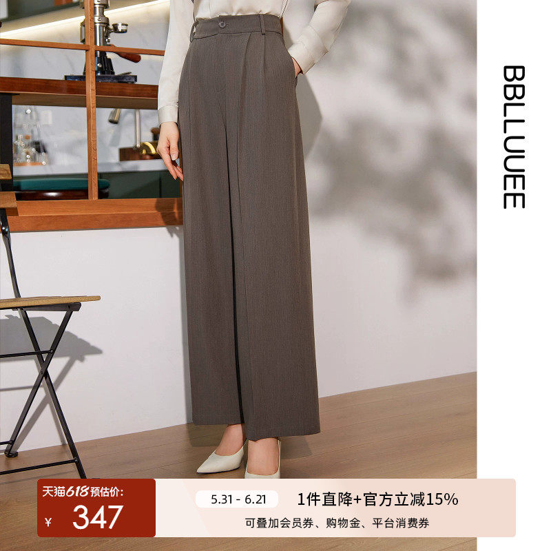BBLLUUEE粉蓝衣橱职场通勤百搭阔腿裤女2026春装新款高腰宽松长裤