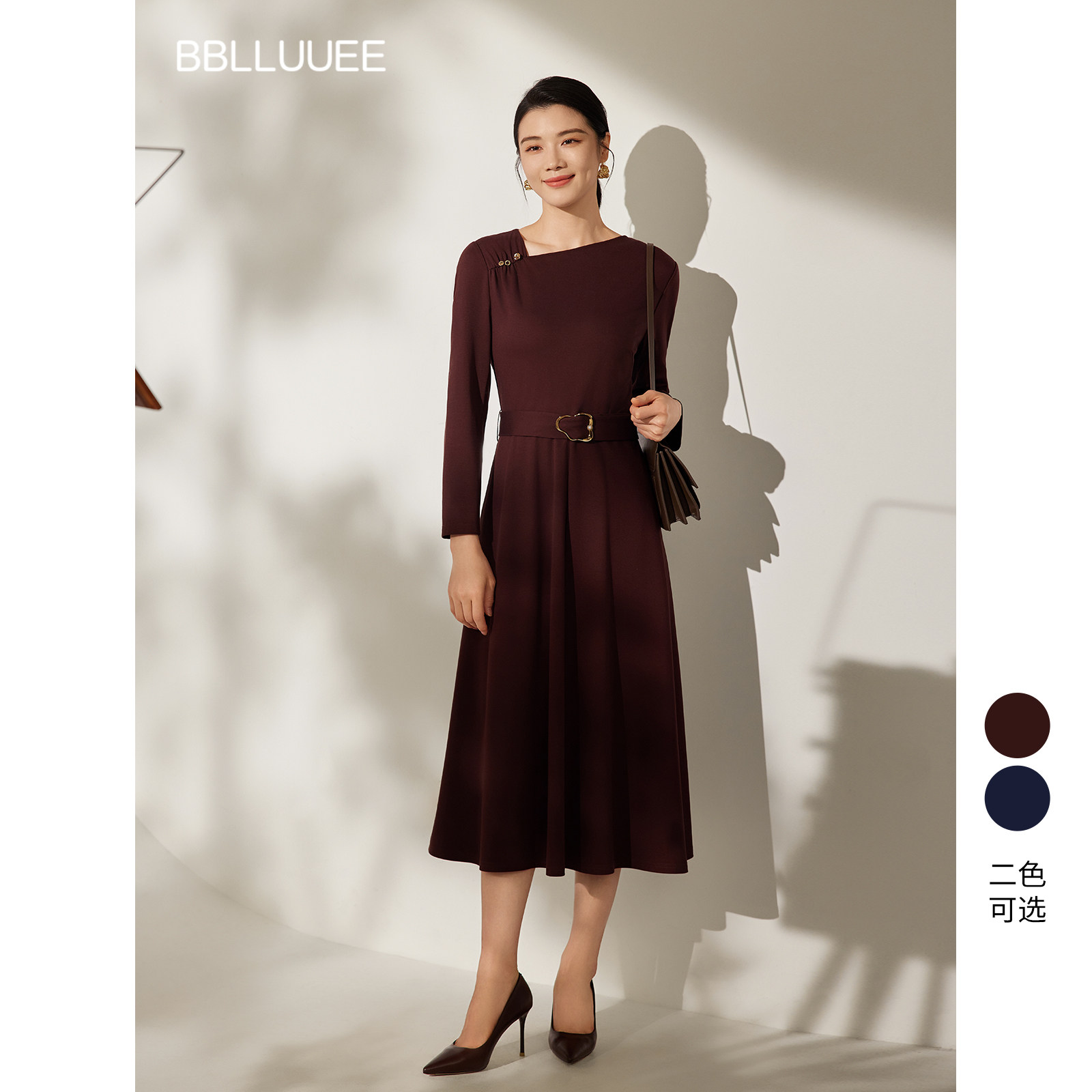 商场同款 经典通勤 匠心抽褶连衣裙