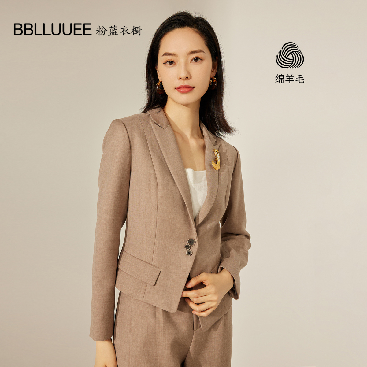 高阶气场 OL短款西装 收腰羊毛外套