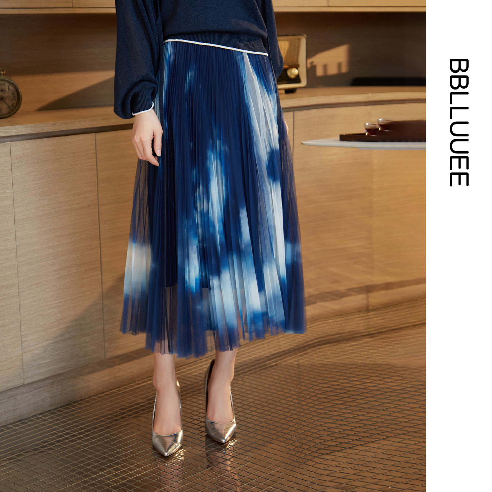 渐变扎染 商场同款 抽象艺术水墨半身裙