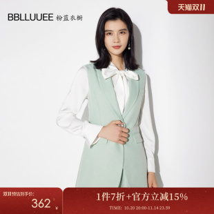 新款 BBLLUUEE粉蓝衣橱轻职场无袖 外套女2025秋装 式 休闲绿马甲 西装
