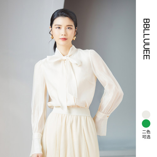 商场同款 肌理衬衫 慵懒亮丝薄纱上衣轻职场
