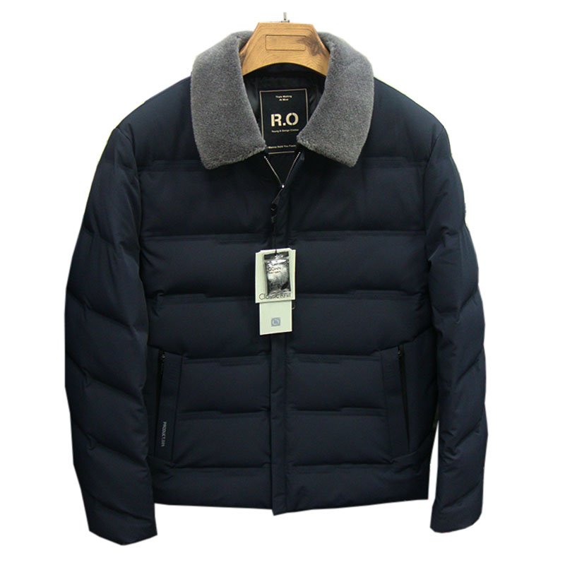 冬季款Classic Knit男装中老年款爸爸装可脱卸羊毛领羽绒服9311