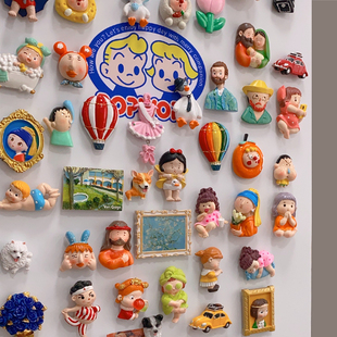 卡通立体人物冰箱贴树脂冰箱装 饰磁力贴留言贴吸铁石磁贴磁铁贴