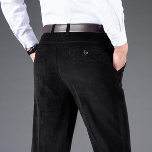 灯芯绒男裤子宽松中老年人休闲爸爸春秋季灯草绒纯棉厚款粗条绒裤