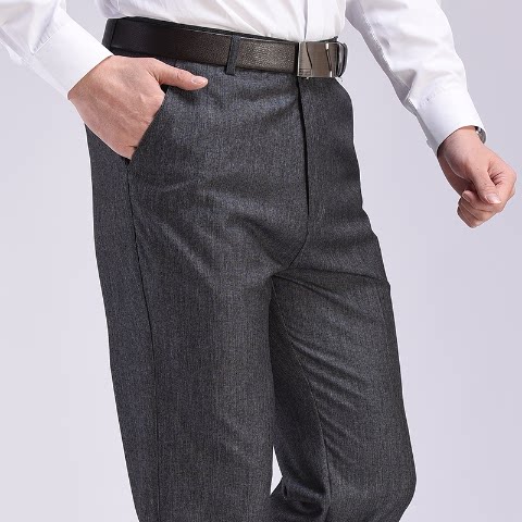 春秋夏季薄款中老年人休闲男裤爸爸装老人宽松高腰西裤中年春夏款