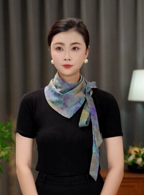 蝶舞】罗纹缎三角巾印花国风复古夏季百搭时尚气质女士围巾民族风