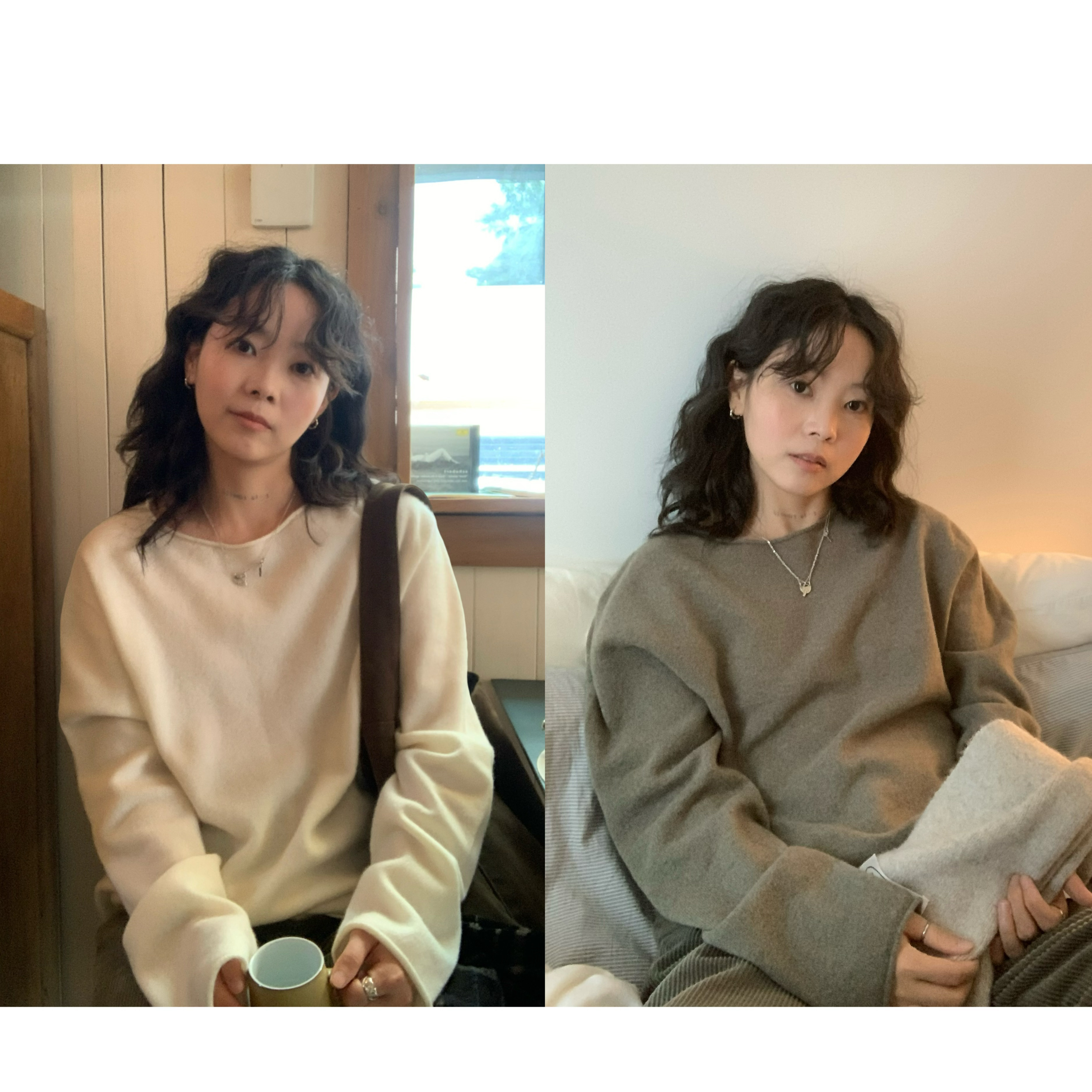 ifbeer软糯舒适100%绵羊毛卷边韩版纯色套头圆领宽松针织衫毛衣女