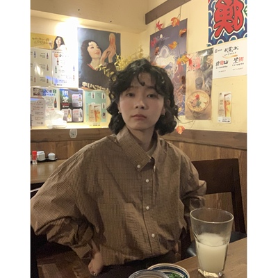 ifbeer宽松长袖复古格子衬衫