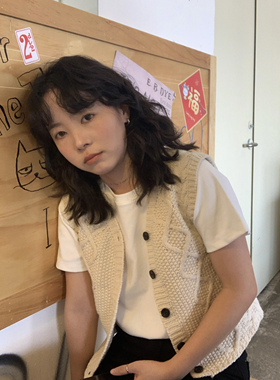 ifbeer羊毛粗针织毛衣马甲开衫复古麻花短款马甲背心女春夏百搭