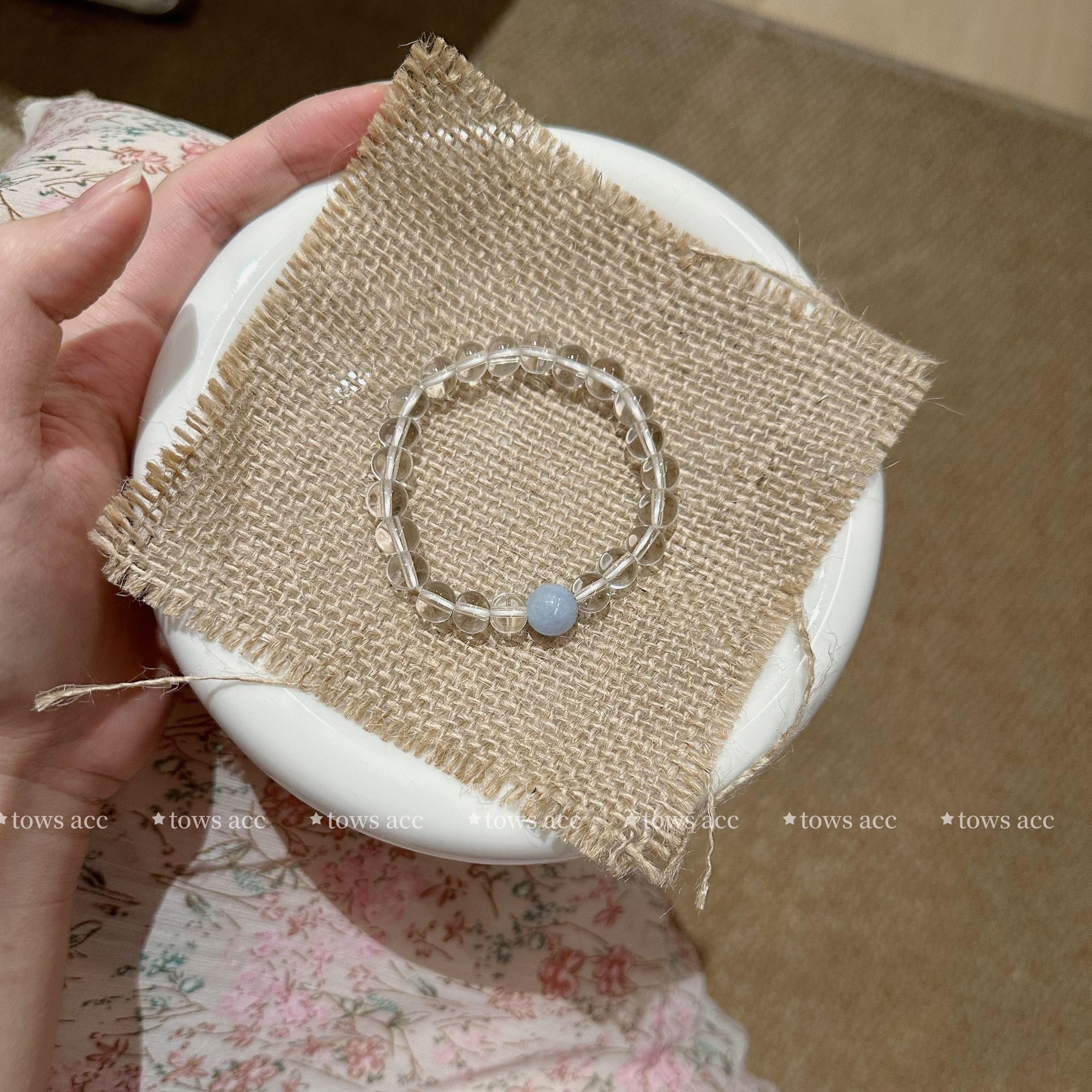 露思同款天然白水晶海蓝宝手链