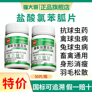 兔子专用体内球虫驱虫药兽用盐酸氯苯胍片鸡幼兔预防球虫病常备药