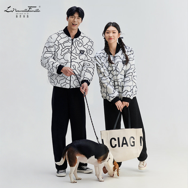 新世家族双层绒暖暖绒睡衣女套装情侣冬季法兰绒羊羔绒加厚家居服