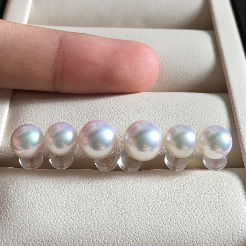 珠宝精18K黄金日本AKOYA强光天女花海水珍珠耳钉经典小灯泡正圆品_虎窝淘