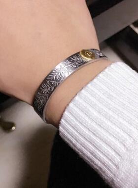 印第安民族风飞鸟点金平打钛钢手镯朋克男女金爪老鹰开口机车手环