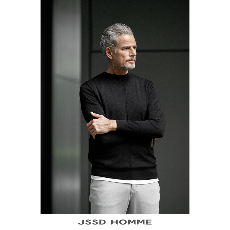 JSSDHOMME纯羊毛圆领男士针织衫