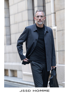 JSSD HOMME 春秋季新款翻领风衣男中长款风衣男士通勤商务外套男