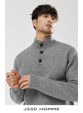 JSSD HOMME 新款秋冬季羊毛骆驼绒毛衣男半高领男士羊毛衫针织衫