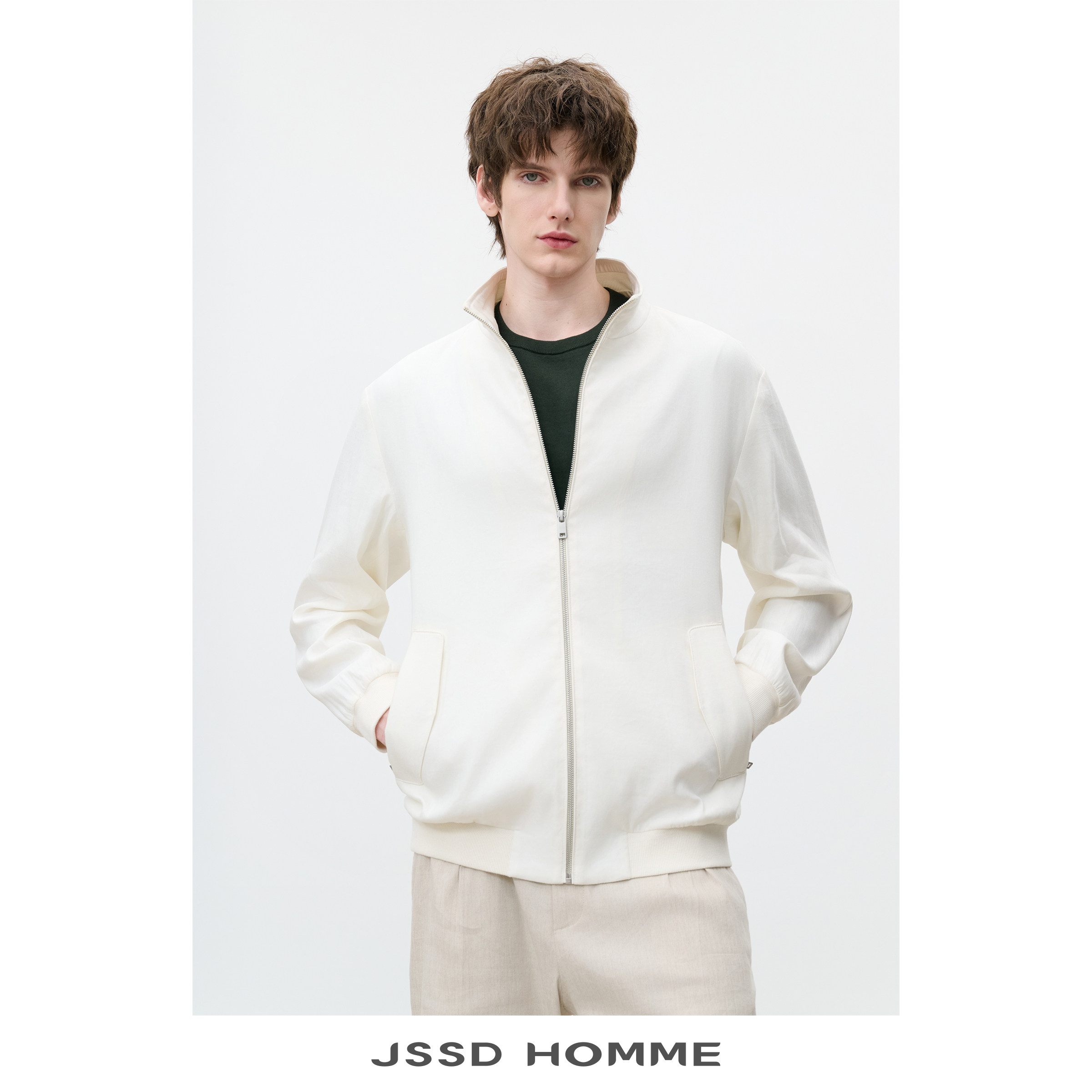 JSSD HOMME NEW MONEY 新老钱风迪木尔风亚麻立领夹克男外套男士