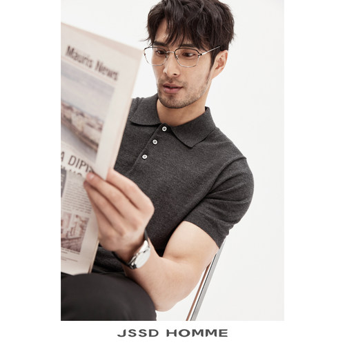 JSSDHOMME定制羊绒棉翻领针织衫