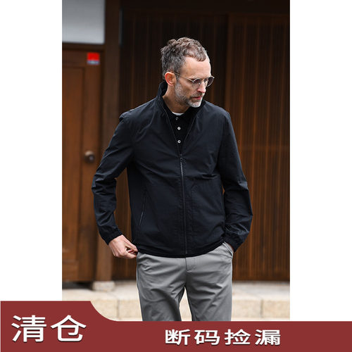 日企盐缩面料立领夹克外套男