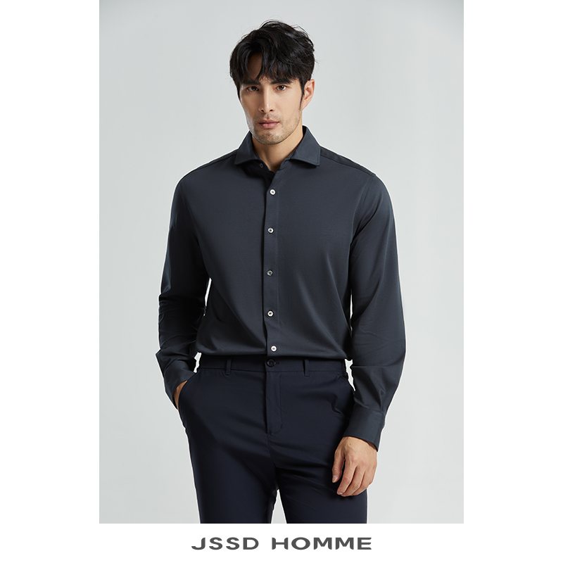 JSSD HOMME 美国SUPIMA棉罗马布温莎领衬衣男士休闲长袖衬衫男款