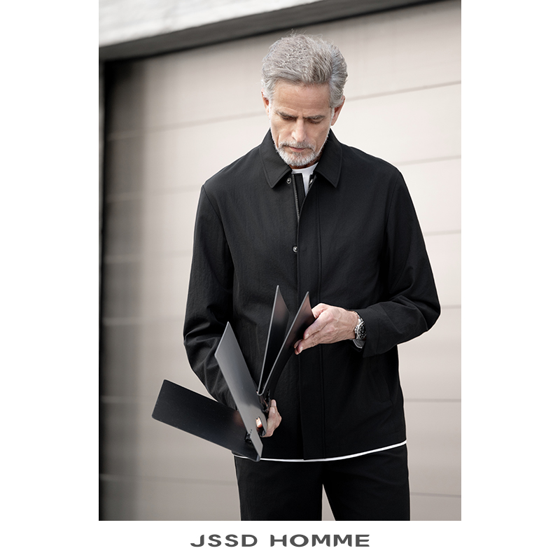 JSSDHOMME二醋酸翻领夹克外套